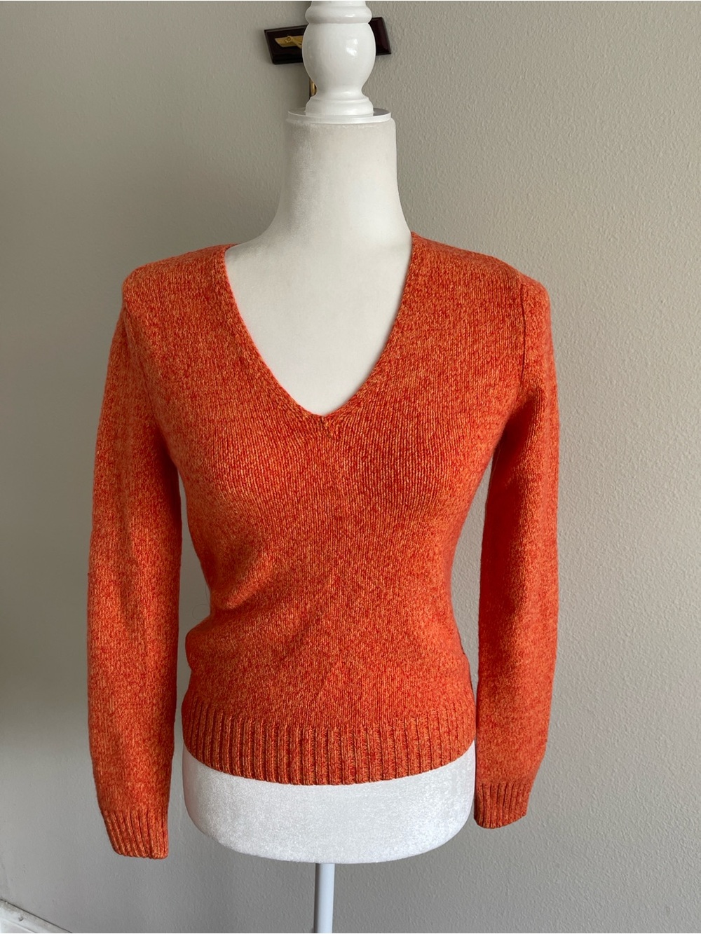 Women's V-Neck Sweater in Vibrant Orange